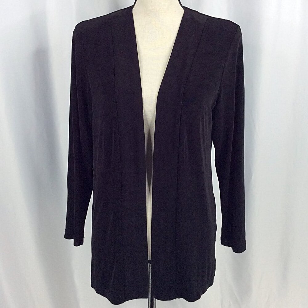 Picadilly Fashions Open Cardigan Sweater Women Small Black Slinky Acetate Travel